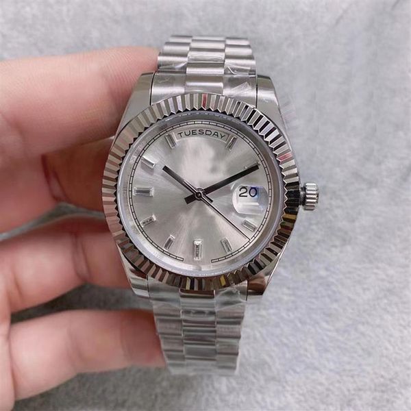 

u1 men watch automatic movement double date gray dial 316 stainless band male watch257u, Slivery;brown