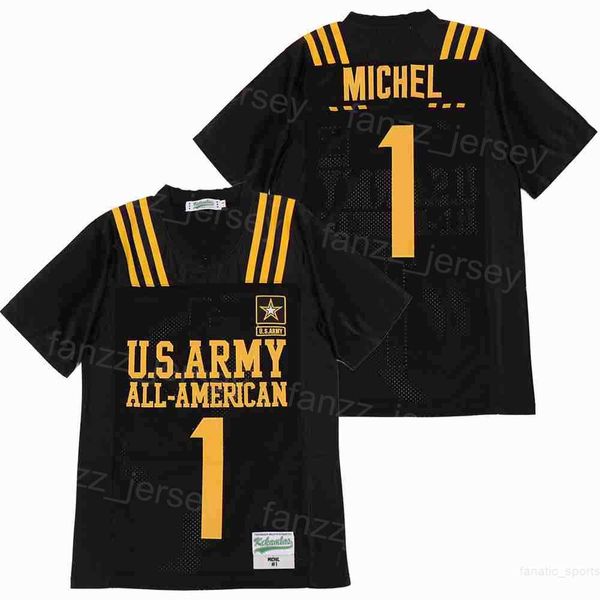 

football us army high school jersey all-american military 1 michel moive college retro team black pure cotton pullover university hiphop bre