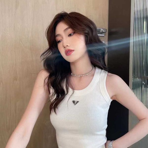 

32% off trendy family tank women's autumn new product slim fit elastic round neck tight bottom shirt sleeveless top, White