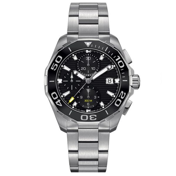 

luxury watch mens chronograph quartz watches classic style full stainless steel strap 5 atm waterproof super luminous japan vk mov2862, Slivery;brown