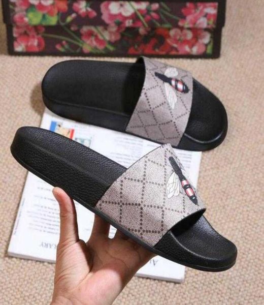 

2020 designer men women sandals with correct flower box dust bag shoes snake print slide summer wide flat sandals slipper5012842, Black