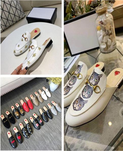 

designer women men mules slipper genuine leather velvet canvas loafers slides casual luxury slippers horsebit buckle e8509309, Black