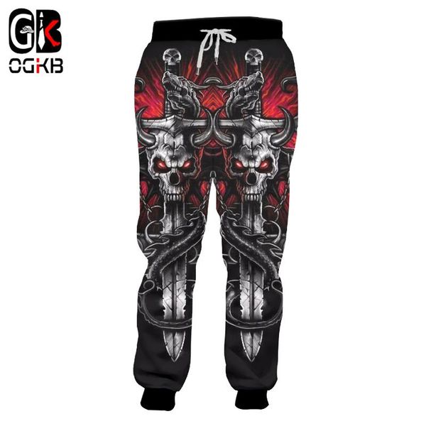 

pants ogkb joggers pants new harajuku men's cool key chain skull printed 3d sweatpants autumn fall winter style trousers dropshipping, Black