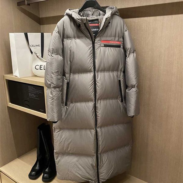 

36% off family degrees extreme cold thickened and loose fitting large size long white goose down women's over knee jacket, Black