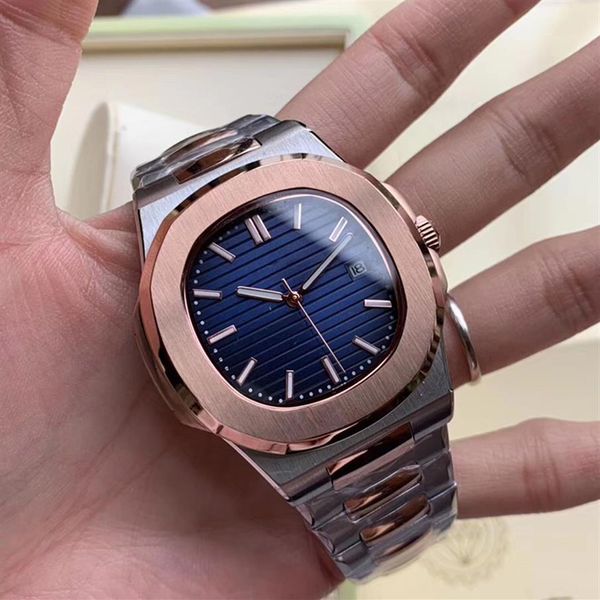 

new style automatic movement men watch glass back blue face sapphire crystal 316 stainless band watch2733, Slivery;brown