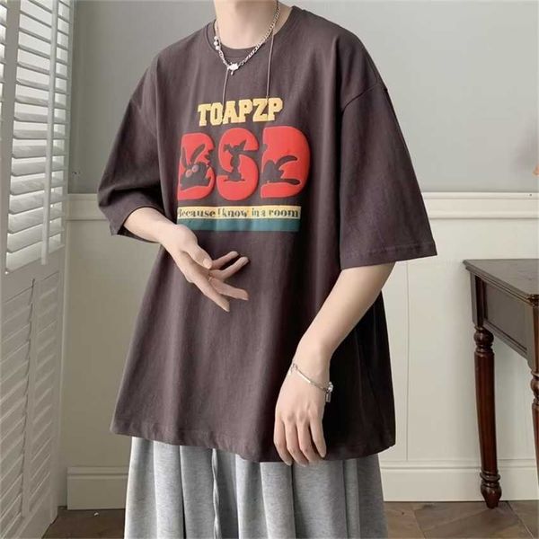 

street fat plus size summer ins fashion t-shirt men's design feels small and trendy loose, White;black