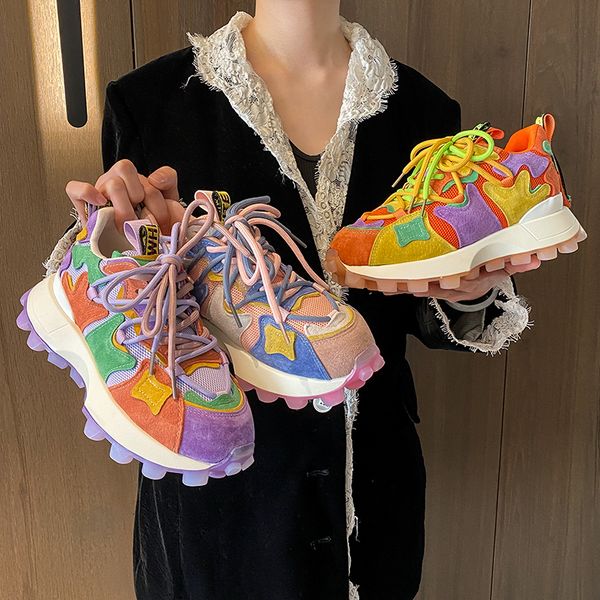 

dress shoes sneaker trends 2023 round toe designer mixed colors deep mouth laceup platform purple luxury women's running 230421, Black