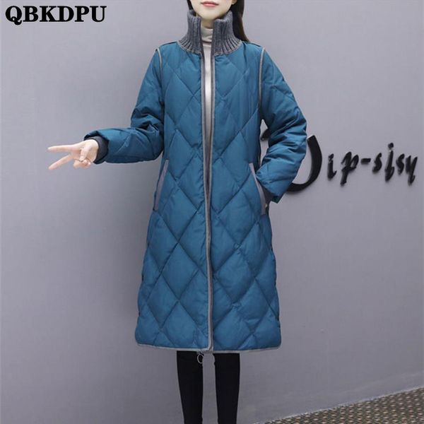 

leather winter cotton padded oversized 4xl long coat women thick warm overcoat casual snow wear parkas korean outwear sobretudos, Black