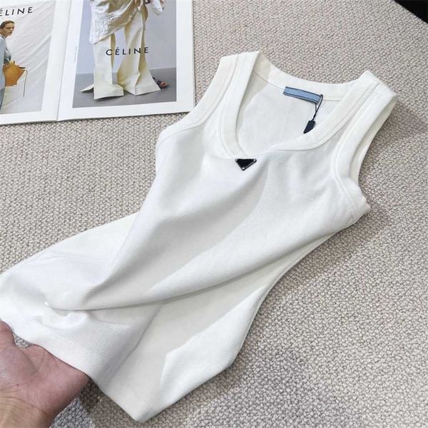 

30% off family's simple triangle covered double breast tank for women's summer new versatile elastic tight inner and outer wear to, White