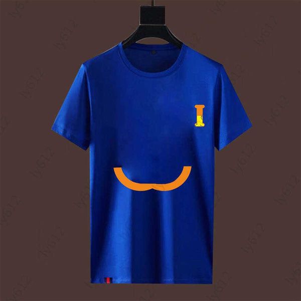 

blue designer mens t-shirts summer loose fashion trend pure cotton solid color classic brand logo letter printing round neck short sleeves m, White;black