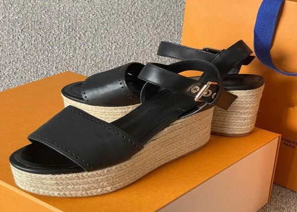 

starboard wedge women sandals designer since sandal espadrilles leather high heels with adjustable buckle wedding dress lady nonsl8241714, Black