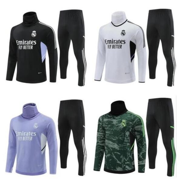 

kids soccer tracksuits sets real madrids tracksuit set 21 22 23 men and kids football kit chandal futbol survetement madrides training suit, Black
