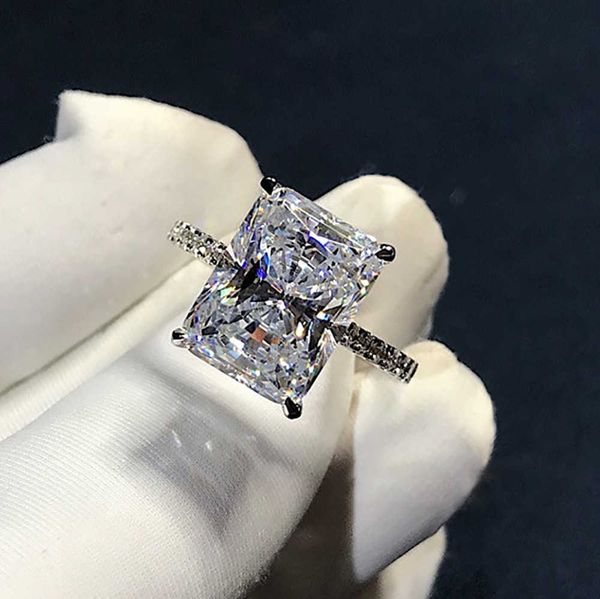 

wedding rings vintage radiant cut 3ct lab diamond ring 925 sterling silver bijou engagement band for women bridal party jewelry motion curre, Slivery;golden