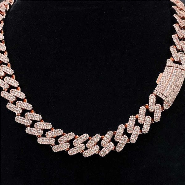 

new style iced out jewelry 925 sterling silver gold plated vvs moissanite 15mm cuban link chain icy cuban chain necklace
