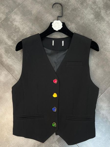 

vests prepomp 2022 summer new collection sleeveless v neck colorful buckles black slim blazer vest women gf207, Black;white