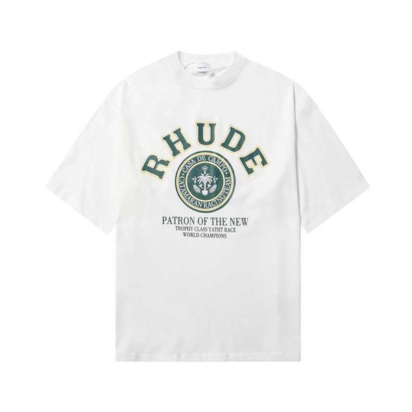 

34% off rhude fashion loose teenage couple casual double yarn short sleeve t-shirt underlay, White;black
