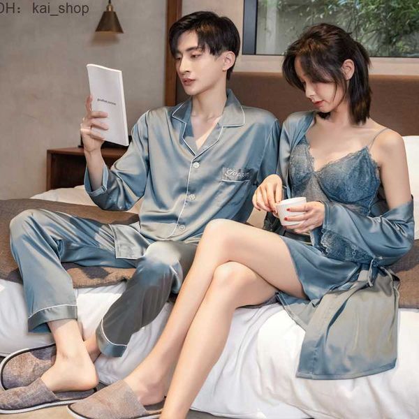 

piece pants new short sleeve satin chiffon silk sleepwear soft set female lace ice home fur 31, White
