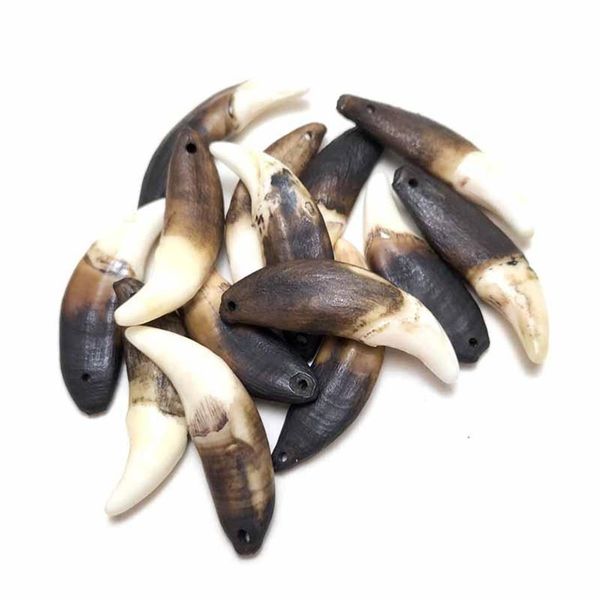 

pendant necklaces natural wolf fang whole teeth 4 pcs retro black tribal design charm only for jewelry diy makingpendant322e, Silver