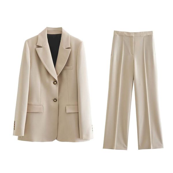 

pants women's fall 2022 new casual fashion chic slim fit blazer retro lapel long sleeve pockets solid color y2k + trousers mujer, White