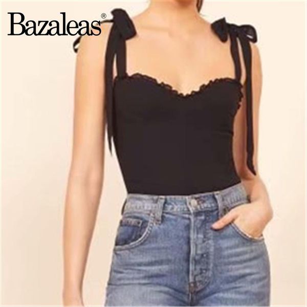 

tanks bazaleas slim black chiffon women tank france elastic women camis women tank adjust spaghetti strap top, Black;white