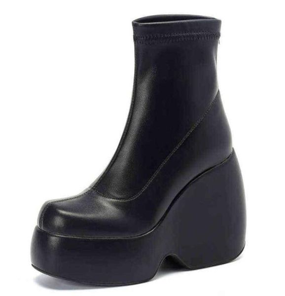 

stretch punk style chunky platform ankle boot for women autumn winter shoes ladies high heels short boots bottine female black j227542488
