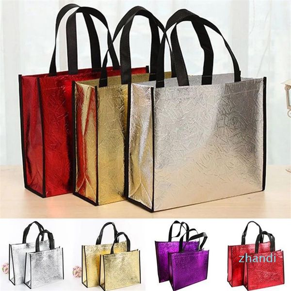 

whole-fashion laser shopping bag foldable eco bag large reusable shopping bags tote waterproof fabric non-woven bag no zipper 300s