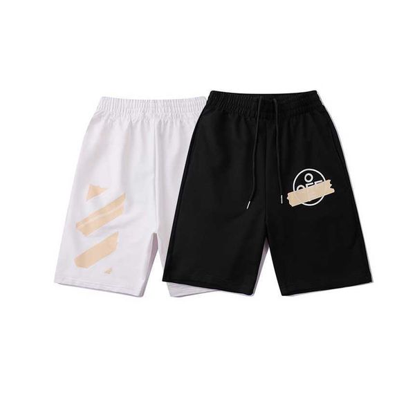 

30% off summer fashion new stamped tape graffiti capris ow men and women's couple sports shorts, White;black