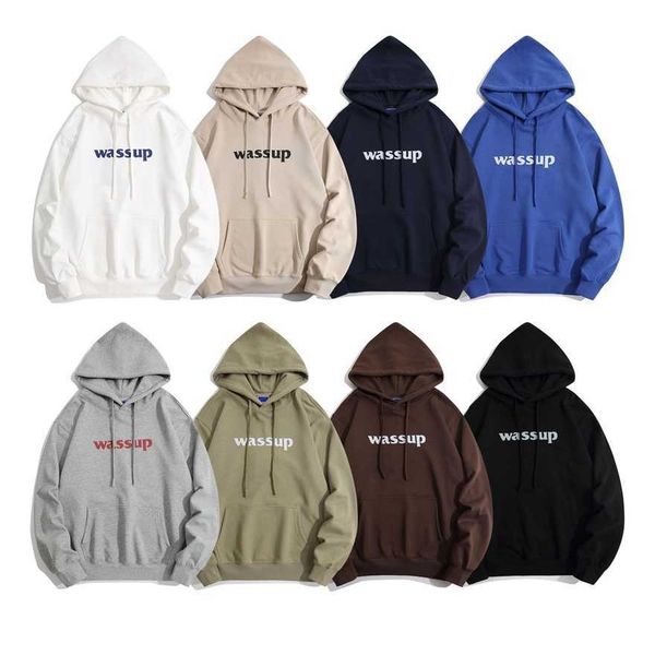 

34% off wassup basic printed terry hoodie new casual couple top, Black