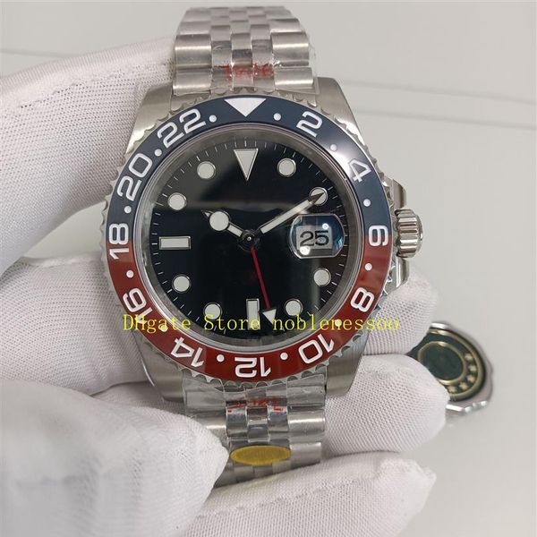 

2 color real po mens 904l steel watches men 40mm black dial red blue ceramic bezel water resistant v12 cal 3285 movement automa278t, Slivery;brown