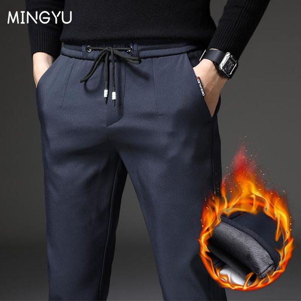 

pants brand autumn winter fleece warm pants men stretch work jogging outdoor blue black velvet casual thick trousers male plus size