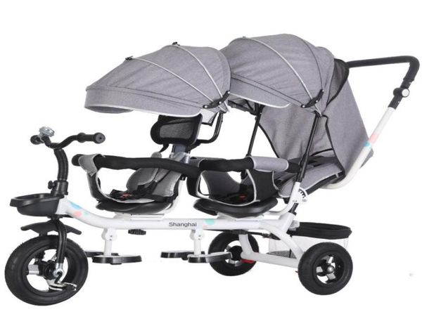 

multifunction baby twin trolley three wheel stroller double tricycle trolley rotating swivel seat pushchair buggies3255663