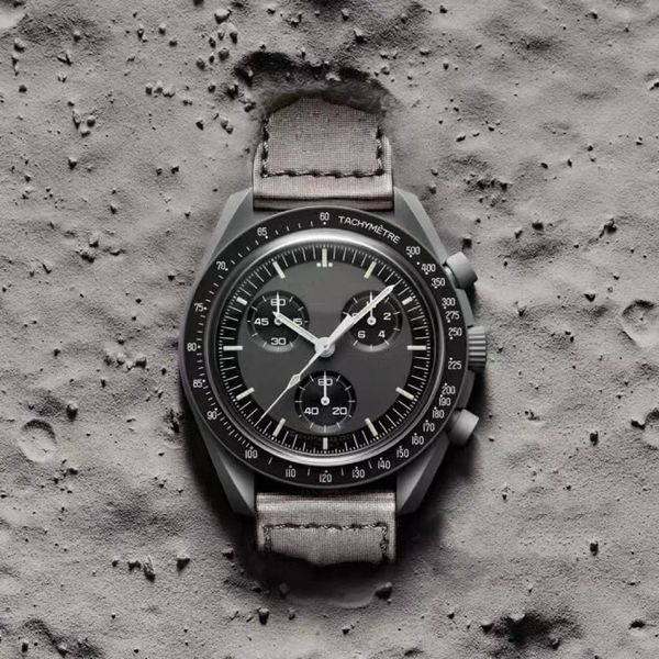 

luxury watches planet mens watches full function quarz chronograph watch mission to mercury nylon luxury watch limited edition master wristw, Slivery;golden