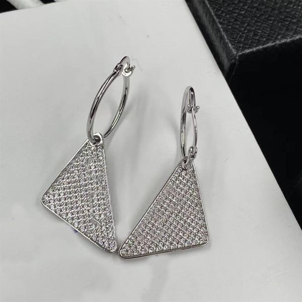 

fashion classic triangle pendant charm earrings aretes full diamonds designer earrings for women273n, Golden