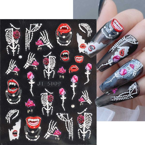 

stickers decals halloween 5d nail sticker horror mask decor spooky design bones blood drips skull sliders for nails lips decal wraps glji5d1, Black
