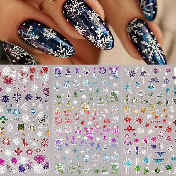 

stickers decals 3d natal bonito dos desenhos animados etiqueta do prego inverno floco de neve elk transferncia slider arte do prego decorao, Black