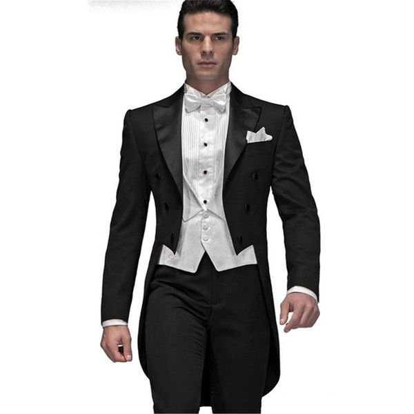 

blazers custom made black groom tailcoat groomsman men's wedding prom suits (jacket+pants+vest+bow tie), White;black