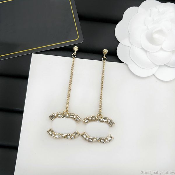 

Women Earrings Pearl Diamond Charm Pendant Dangle Earring Lady Luxury Earring Designer Jewelry Gift