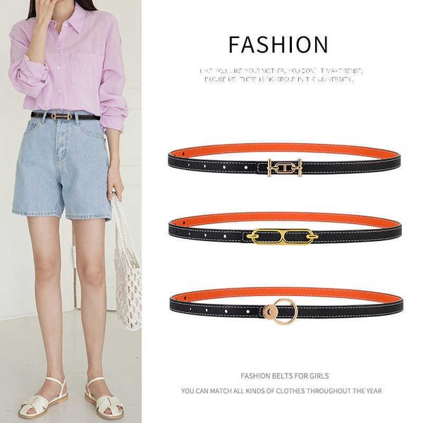 

luxury women designer thin waist belt fashion classic hand palmprint casual skirt dress decorative belts width 1.3cm double-sided reversible, Black;brown