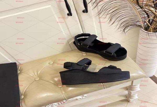 

2022 fashion luxury design women039s sandals wedge heels and hook and loop fasteners with the box size 35407866457, Black