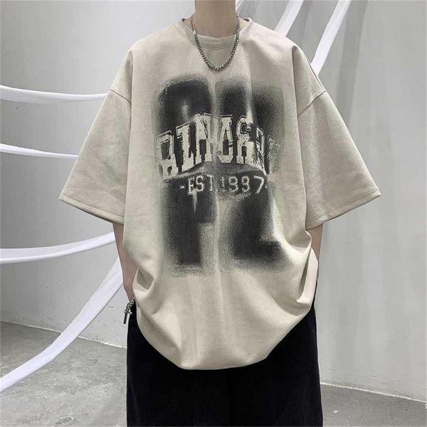 

34% off suede short t-shirt for men's summer trendy trend casual american street oversize half sleeved, White;black