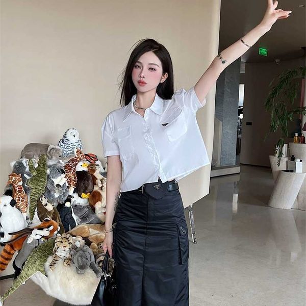 

family summer new fashion classic triangle short shirt work style waistpack half skirt, White