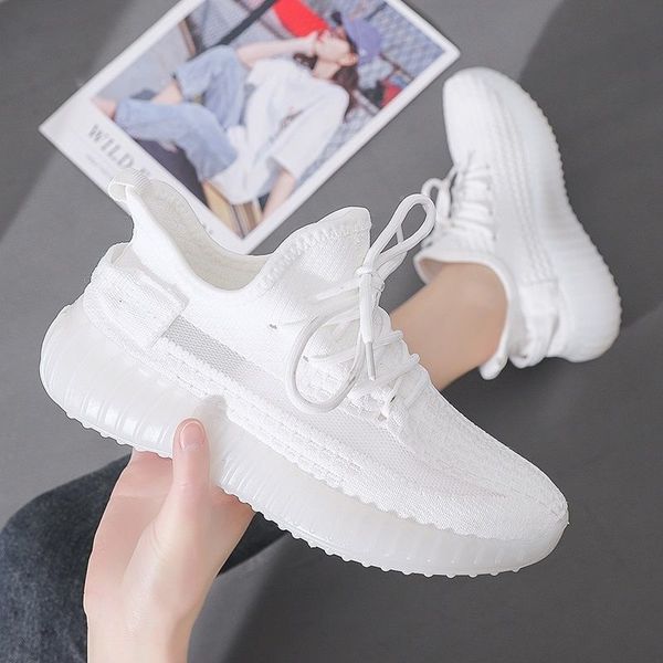 

dress shoes 2023 summer flying weave sneakers breathable light casual running shoe white sneaker zapatos de mujer 230421, Black