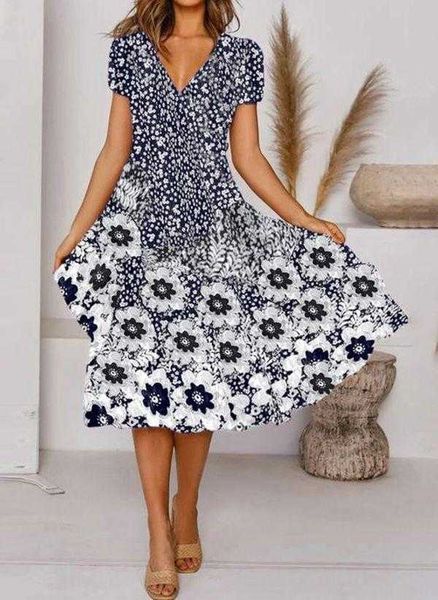 

womens support dress platform flower printed v neck short sleeve, Black;gray