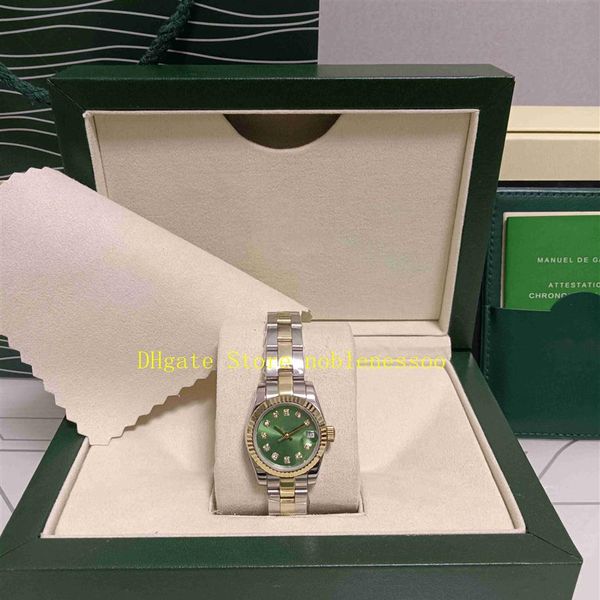 

18 style real po with original box lady watch women's 26mm 179173 18k green diamond dial ladies 179174 179160 mechanical 1242d, Slivery;golden