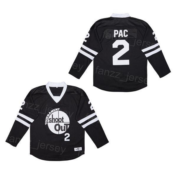 

hockey college shoot out jersey 2 pac moive team green black pullover embroidery breathable university vintage for sport fans retro breathab