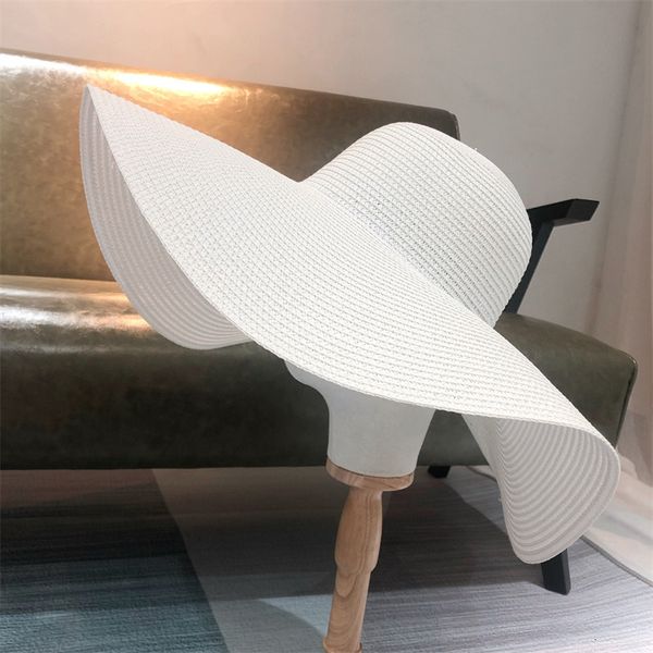 

wide brim hats bucket white punk straw hat 25cm large brim wholesale sun ultrathin breathable summer travel men and women 230421, Blue;gray