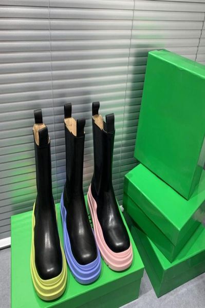 

2022 latest women boots tire botega storm tires up chunky high boot real leather shoes crystal outdoor martin chaussures de design3615453, Black