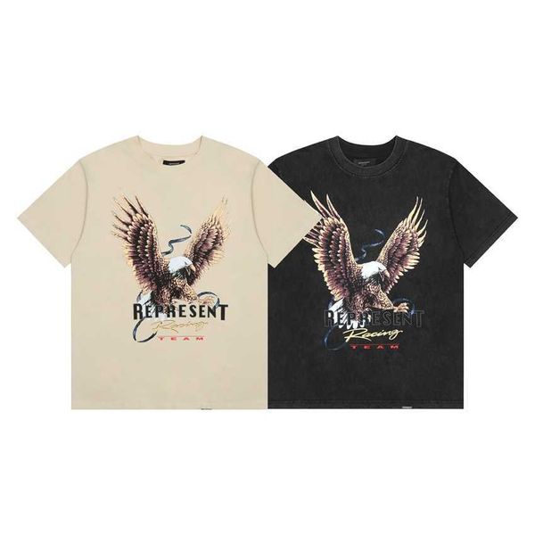 

fashion represent eagle letter micro label washable short t-shirt men's and women's street half sleeve, White;black