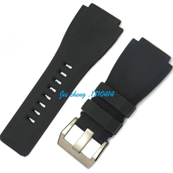 

jawoder watchband 24mm new high-quality watch bands stainless steel silver buckle black diving silicone rubber strap for br303j, Black;brown
