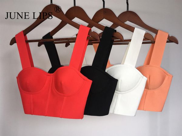 

tanks june lips 2022 new summer double straps hl bandage crop promotion women's tight mini vest ship within 24 hours, Black;white